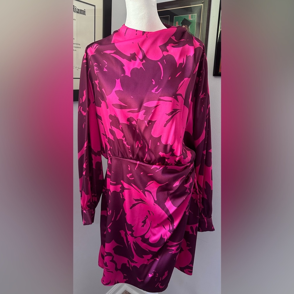 ZARA JUST 30! silky purple and pink dress.  Dress it down and up.